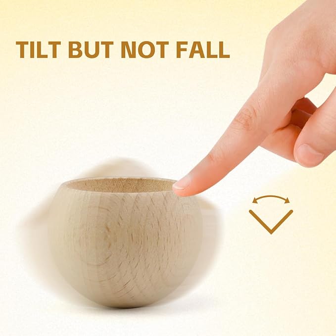 Wealrit 2 Pcs Small Round Wooden Essential Oil Diffusers, Egg-Shaped Beech Wood Diffusers for Essential Oils Wooden Aromatherapy Diffusers(Beech)