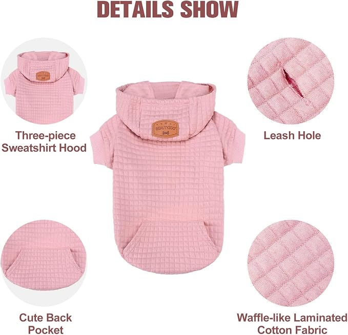 BEAUTYZOO Dog Hoodies Sweater for Large Dogs,Waffle‑Like Laminated Pet Coat | Warm Dog Sweatshirt with Pocket & Leash Hole,Pullover Clothes for Girl Boy Dogs,Stretchy & Easy‑On‑Off,Labrador & Great Danes