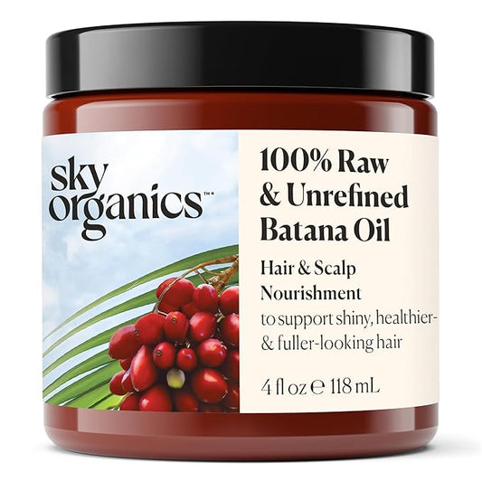 Sky Organics - Batana Oil, 4 fl oz - 100% Raw & Unrefined - Hair & Scalp Nourishment - Fatty Acids, Antioxidants, & Vitamins - Sourced from Honduras - Vegan & Cruelty Free - Hair Care & Self Care