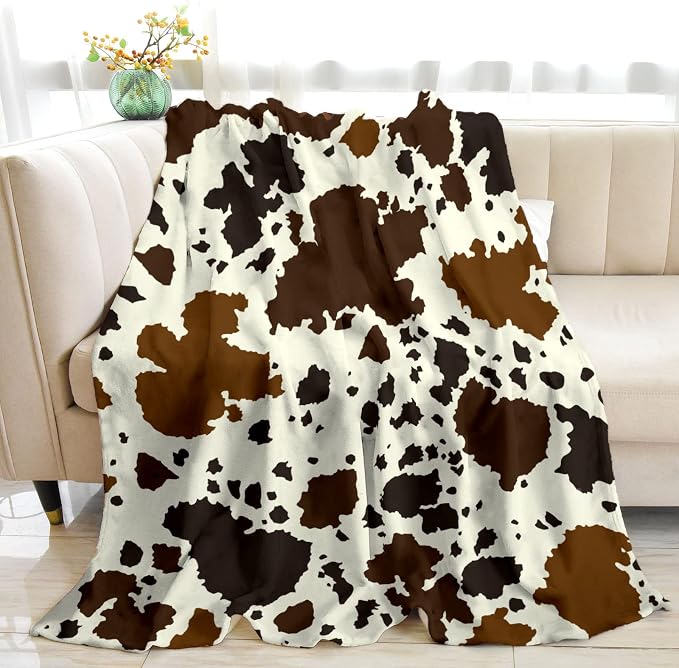 Cow Print Blankets and Throw, Cow Blanket for Adults,Cowhide Blanket for Girls, Cute Blankets for Teen Girls, Toddler Blanket for Kids, Cow Baby Blanket Cow Stuff for Women Highland Cow Decor 50"x 60"