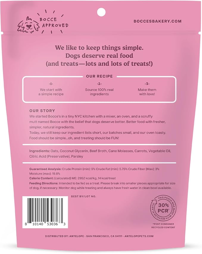 Bocce's Bakery Bone Broth Flavor Soft & Chewy Dog Treats, 6 oz | Oven Baked, Wheat-Free Everyday Dog Treat Cookies - Made with Real, Limited Ingredients and Baked in The USA