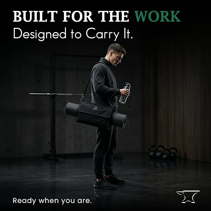Men’s Yoga Mat Bag – Durable Canvas Carrier, Lightweight with Extra Storage for Gear & Accessories, Black