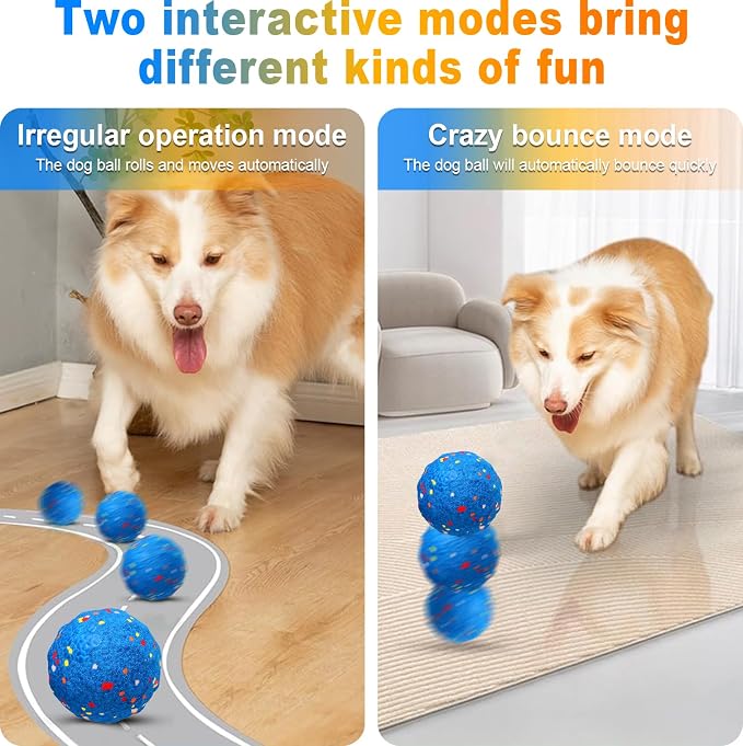 Interactive Dog Ball for Small & Medium Dogs, Automatic Moving Dog Ball with Rolling & Bouncing Modes, USB-C Rechargeable Interactive Dog Toy, Durable Lightweight ETPU Shell, Motion Activated Pet Ball