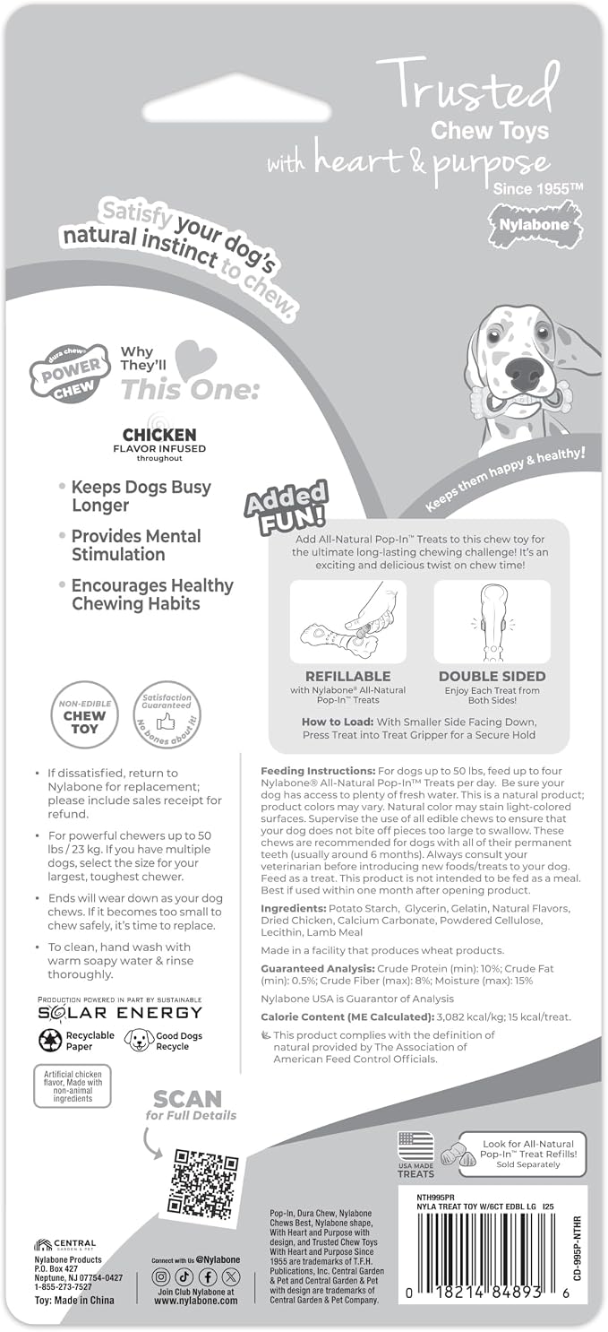 Nylabone Power Chew Knuckle Bone & Pop-In Dog Treat Toy, Large