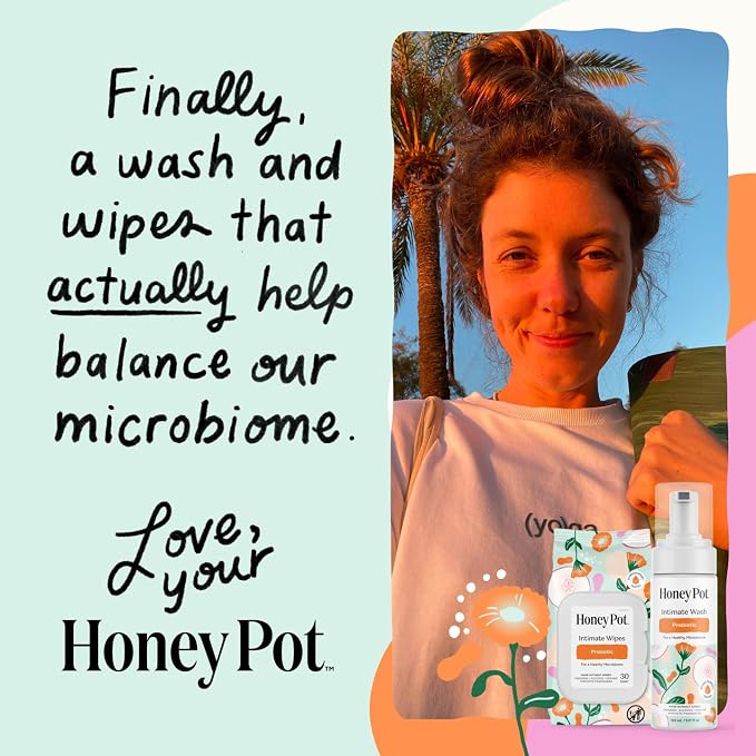 The Honey Pot Company - Feminine Wash - Prebiotic - Herbal Infused w/Aloe Vera, Apple Cider Vinegar, and Prebiotics - pH Balanced, Feminine Care for Sensitive Skin - 5.51 Fl Oz