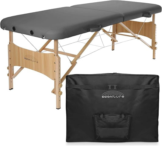 Saloniture Basic Portable Folding Massage Table - Dark Gray
