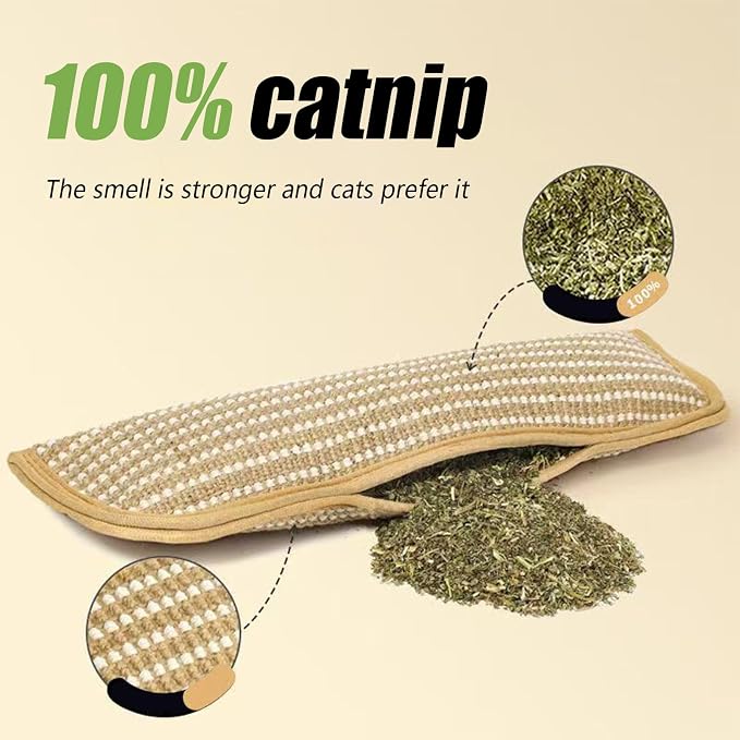 Sisal Catnip Pillow Cat Nail File Scratcher Sisal Teeth-Cleaning Scratching Pad for Kittens & Small Cats Interactive Play & Stress Relief for Indoor Pets