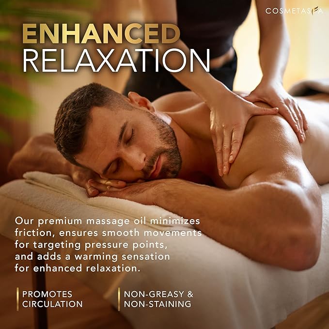 Cosmetasa Sore Muscle Massage Oil for Massage Therapy with Roller - All Natural, Cruelty-Free Massage Oils for Muscle Relaxing & Joint Comfort - Arnica Extract with Lavender & Chamomile Oil (8.8 oz)