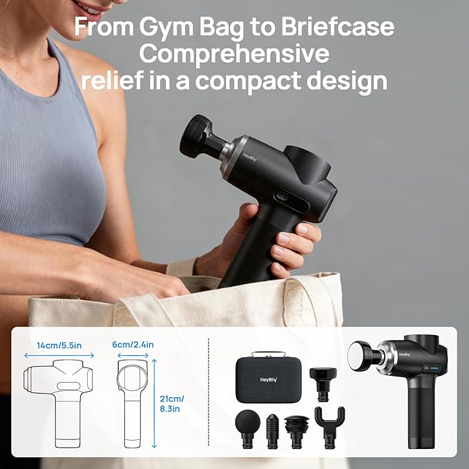 Professional Muscle Massage Gun with Heat, Portable Handheld Muscle Massager, Percussion Back Body Masajeador 12mm Amptitude for Athletes, Runner, Gifts for Men Women