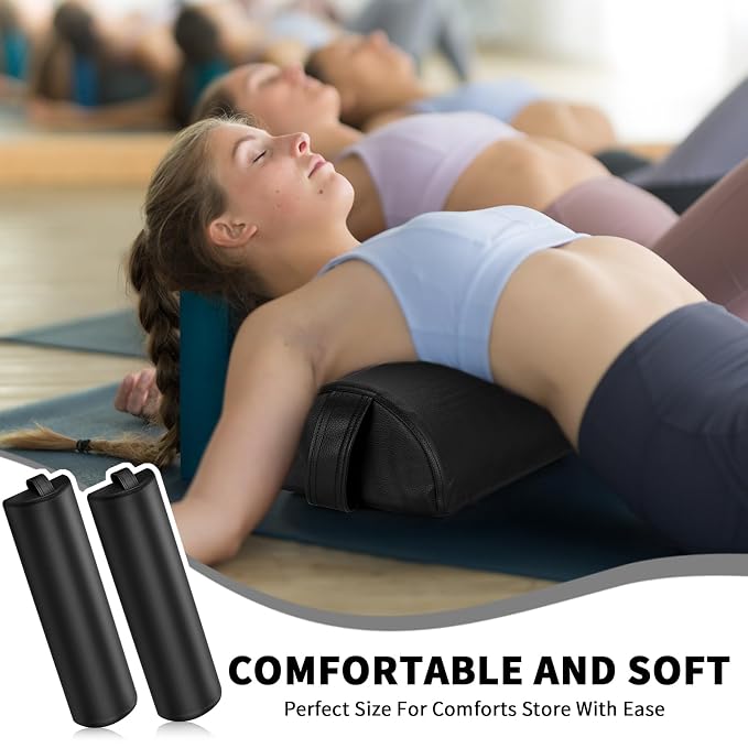 Ripeng Half Round Massage Table Bolster Pillow Pad with Strap Handle, Semi-Round Bolster Pillow, 6"W x 3"H x 21"L Bolsters Support Pad for Massage Yoga Spa Neck Under Knee Ankles Pain Relief(4 Pcs)