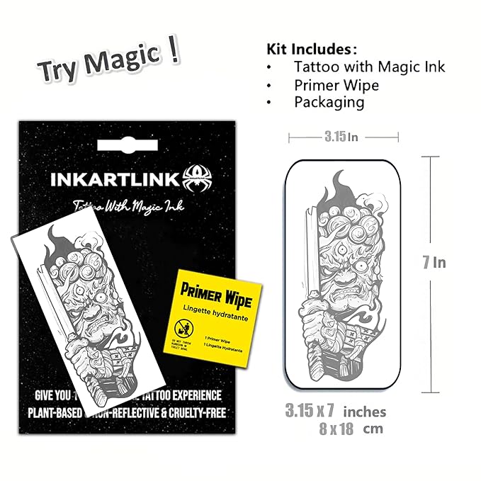 INKARTLINK Semi Permanent Tattoo, Creative Party Tattoo, Exquisite and Realistic Design, Interesting Tattoo Experience, Cruelty-free, Non-reflective, Waterproof (Prajna Warrior)