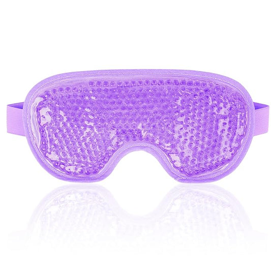 NEWGO Cooling Gel Eye Mask - Reusable Cold Pack for Puffy Eyes, Dark Circles, Migraine, Stress Relief - Purple With Soft Plush Backing