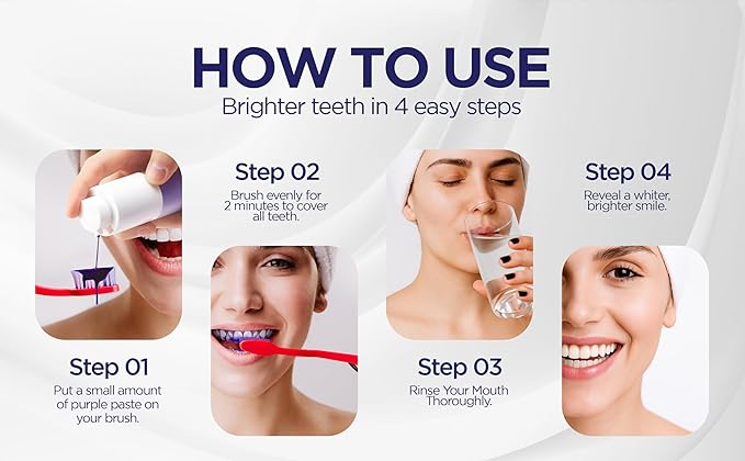 AFD Prime Purple Toothpaste for Teeth Whitening, 130g (4.58 oz) – Purple Color-Correcting Toothpaste to Reduce Yellow Tones, Peroxide-Free, Enamel-Safe, Mint Flavor, Suitable for Daily Use