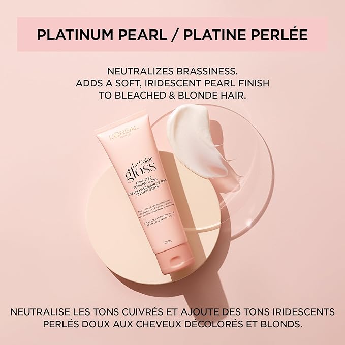 L’Oreal Paris Le Color Gloss One Step In-Shower Toning Hair Gloss for Bleached Hair, Neutralizes Brass, Conditions & Boosts Shine, Platinum Pearl, 4 Ounce