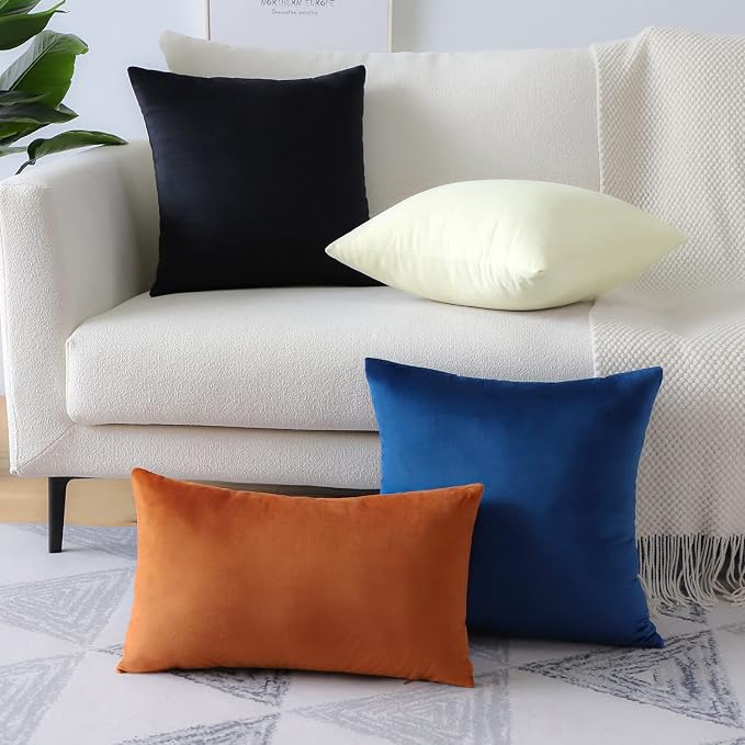 Artscope Luxury Velvet Pillow Covers Super Soft Decorative Square Throw Pillow Covers Case Cushion Covers for Sofa Couch Bedroom Car Decor 18x18 Inch Orange