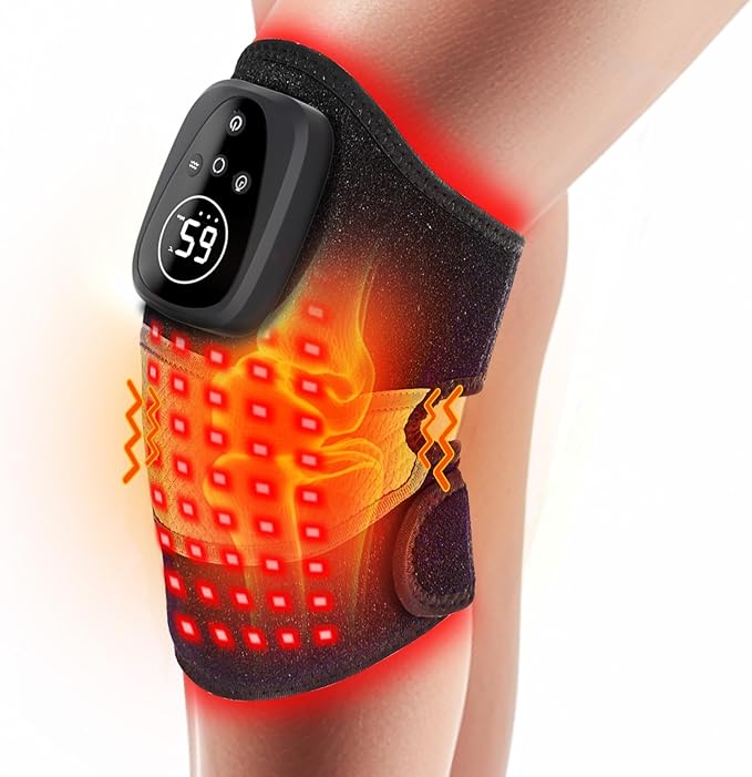 Red Light Therapy Device for Knee,Rechargeable Cordless 660nm&850nm Infrared Light Therapy Knee Massager with Vibration for Women Men, Heating Knee Brace for Joint Elbow Shoulder Muscle Pain Relief