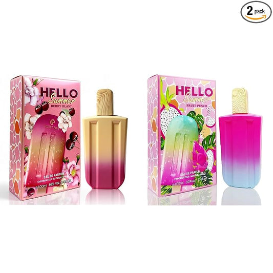 A CENTER 2PCS Perfume Set for Women - Floral Fragrance Gift Set with musk,Sweet Fruity, Eau De Parfume| 3.4 Fl Oz Each Women's Cologne(Hello Summer Fruit&Berry)