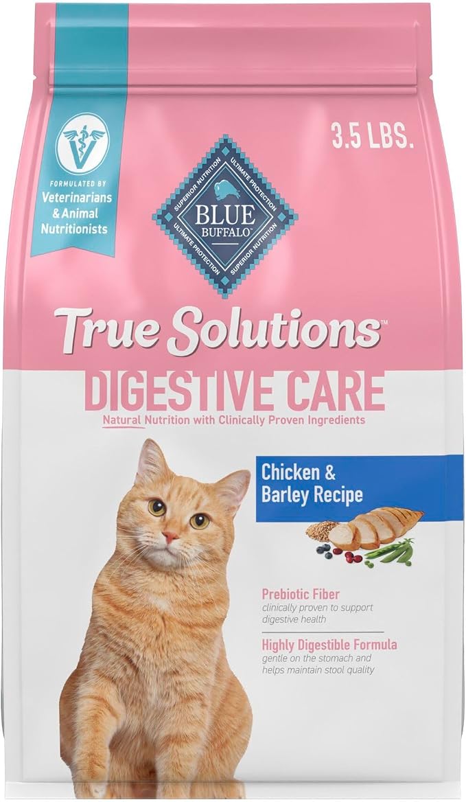 Blue Buffalo True Solutions Digestive Care Chicken Dry Cat Food, 3.5 lb | Adult Formula, Clinically Proven Prebiotic Fiber, Vet-Recommended High-Protein