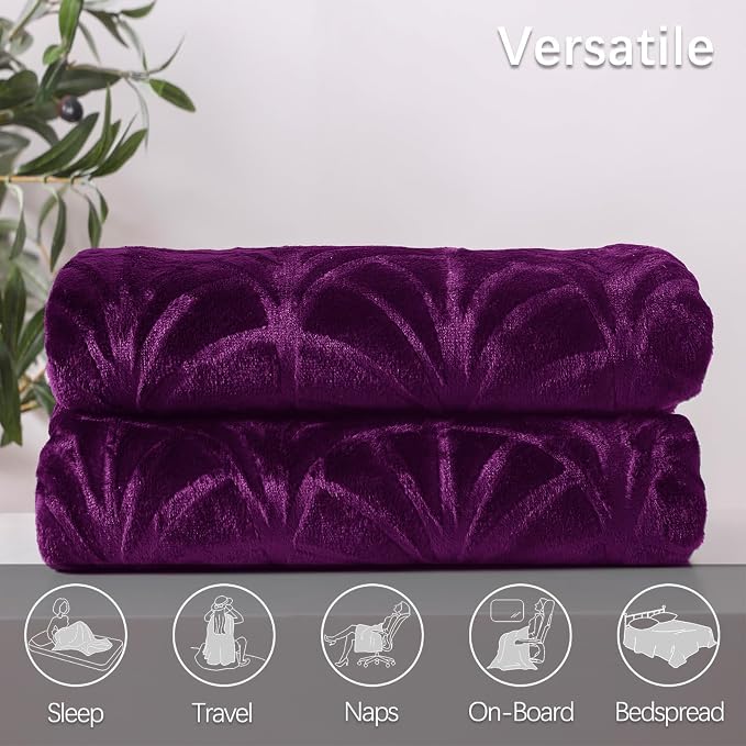 Whale Flotilla Soft Flannel Fleece Twin Size Blanket for Bed, Purple | Cozy Lightweight Breathable Coverlet, Plush Fluffy Bedspread, Vintage Pattern Decorative Blanket for Dorm, All Season 60"x80"