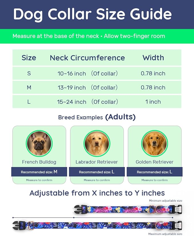 Dog Collar for Large Dogs with Smart QR Tags
