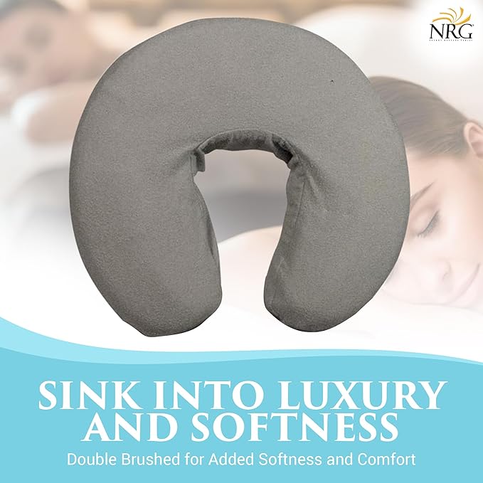NRG Deluxe Flannel Face Cradle Covers 100% Brushed Cotton Face Rest Covers - Protect Your Massage Table Face Cradle - Adds Warmth and Comfort - 13" x 13" x 6" - 200 Thread Count - Color Stone