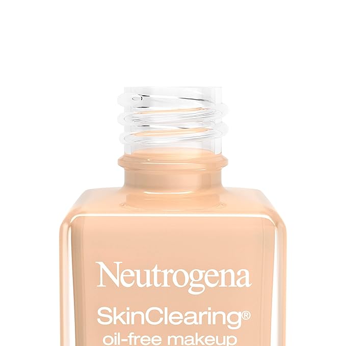 Neutrogena SkinClearing Oil-Free Acne and Blemish Fighting Liquid Foundation with.5% Salicylic Acid Acne Medicine, Shine Controlling Makeup for Acne Prone Skin, 30 Buff, 1 fl. oz