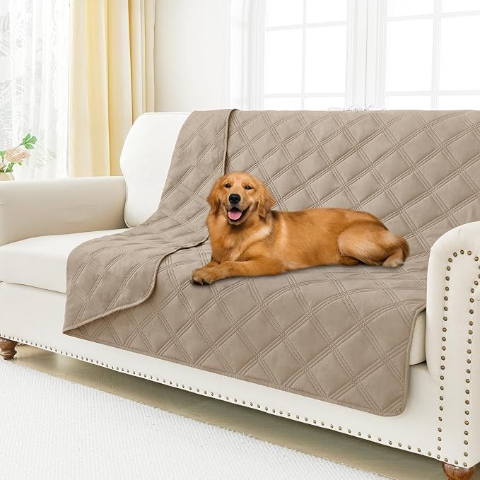 Smiry Waterproof Dog Bed Cover, Reversible Pet Blanket for Sofa Couch | Soft Washable Dog Blanket, Leakproof Couch Cover for Dogs Cats & Furniture Protection, 68x82, Taupe/Taupe