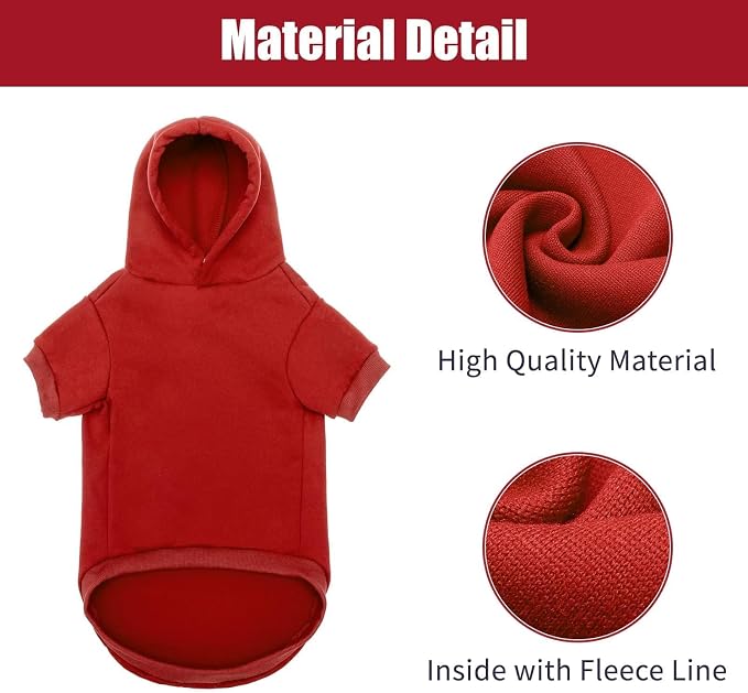 BINGPET Security Dog Hoodie, Pet Sweater Clothes with Leash Hole, Red | Warm Dog Sweatshirt for Small Medium Large Dogs, All-Season Cold Weather Comfort & Fit, Soft Winter Hooded Pullover Outfit