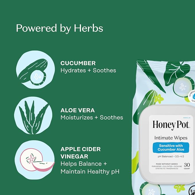 The Honey Pot Company - Feminine Wash & Feminine Wipe Bundle - Includes Ph Balance Feminine Wash and Wipes for Women - Herbal Infused Feminine Care Products - Cucumber Aloe