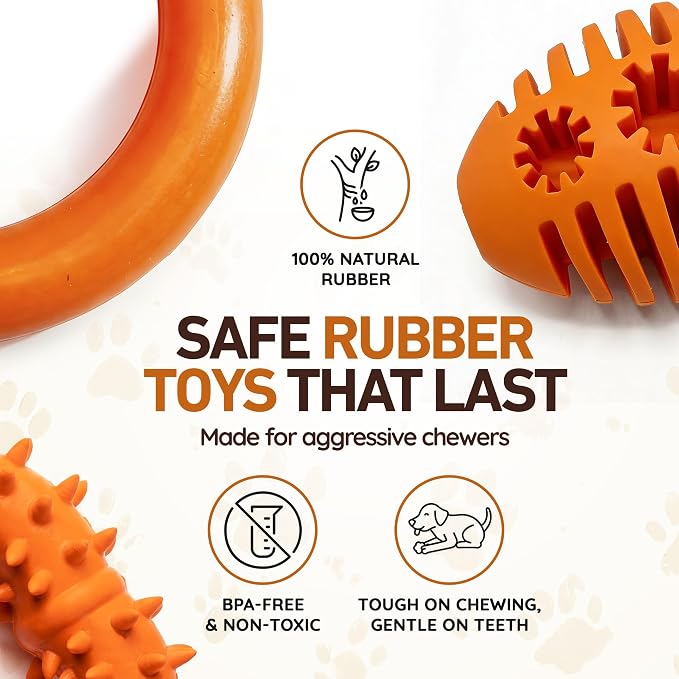 Wildfang® Rubber Dog Toys for Aggressive Chewers, Raya - Natural Rubber Dog Toy Snacker, Supports Dental Health, Teething, Outdoor & Indoor Play Dog Toy for All Breeds