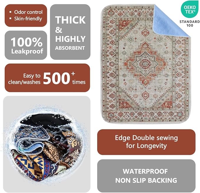 Washable Pee Pads, Super Absorbent Puppy Pads, 2 Pack 18"x24" | Reusable Dog Training Pads, Leakproof With Waterproof Non-Slip Backing For Crates, Floors, Indoor Potty & Furniture