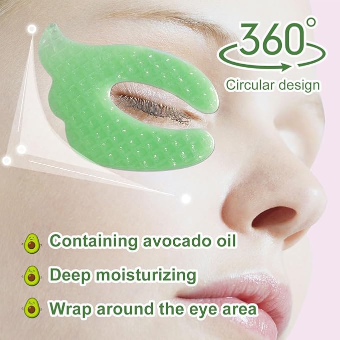 ROUSE Avocado Under Eye Mask, Butterfly Gel Under Eye Patches for Dark Circles - Puffiness - Eye Bags - Dry Eyes, Under Eye Treatment, Eye Patches Skincare for Adults, 15Pcs, 3 Boxes