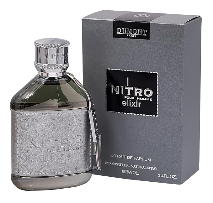 Dumont Nitro Elixir 3.4 Fl Oz Extrait De Parfum for Men – Bold Elegant Sensual Fragrance – Premium Long Lasting Scent