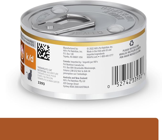 Hill's Prescription Diet k/d Kidney Care Wet Cat Food | #1 Veterinarian Recommended, Chicken & Vegetable Stew, 2.9 oz. Cans, 24-Pack