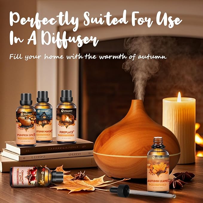 Cinnamon Apple Essential Oil, 100ml Fall Essential Oil for Diffusers for Home, Autumn Scented Oils for Candle & Soap Making, Bath Bombs, Massage - 3.38FL.OZ