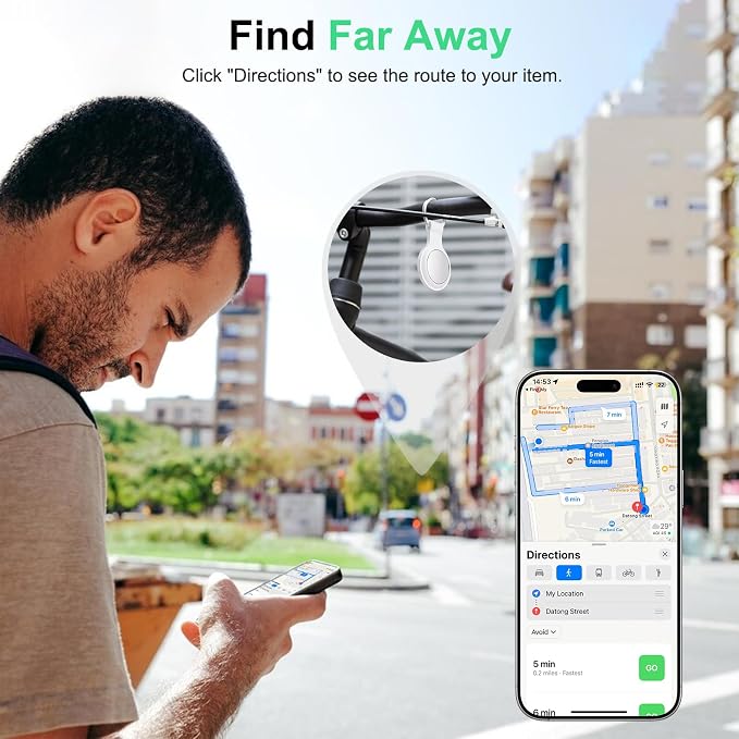 Air Tracker Tag Works with Apple Find My (iOS Only) Includes Replaceable Battery, Bluetooth Smart Item Locator Key Finder for Keys, Luggage, Wallet, Pet, Car, Bike (White, 4-Pack)