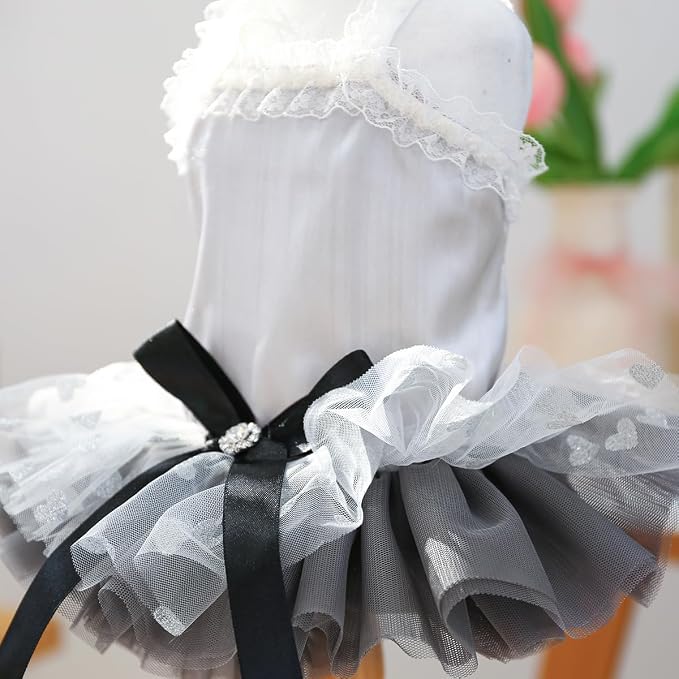 Dog Lace Dress Cat Suspender Skirt (Spinning Tutu,XL) | Summer Autumn Small & Medium Pet Party Dress For Yorkie Maltese Chihuahua Pug Shih Tzu Toy Poodle French Bulldog
