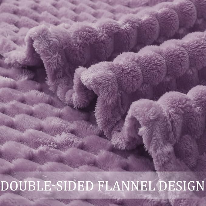 Exclusivo Mezcla 3D Fleece Twin Size Blanket for Bed, Grayish Purple | Extra Soft Fuzzy Plush Lightweight Bed Blankets, Cozy Fluffy Decorative Blankets for All Seasons, 60x80 Inches
