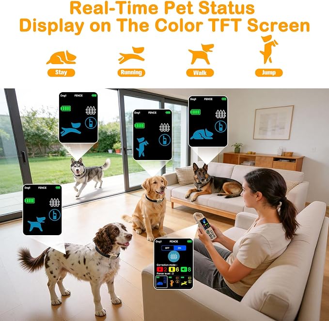 4-in-1 Wireless Dog Fence System for Medium Large Dogs, Remote Training