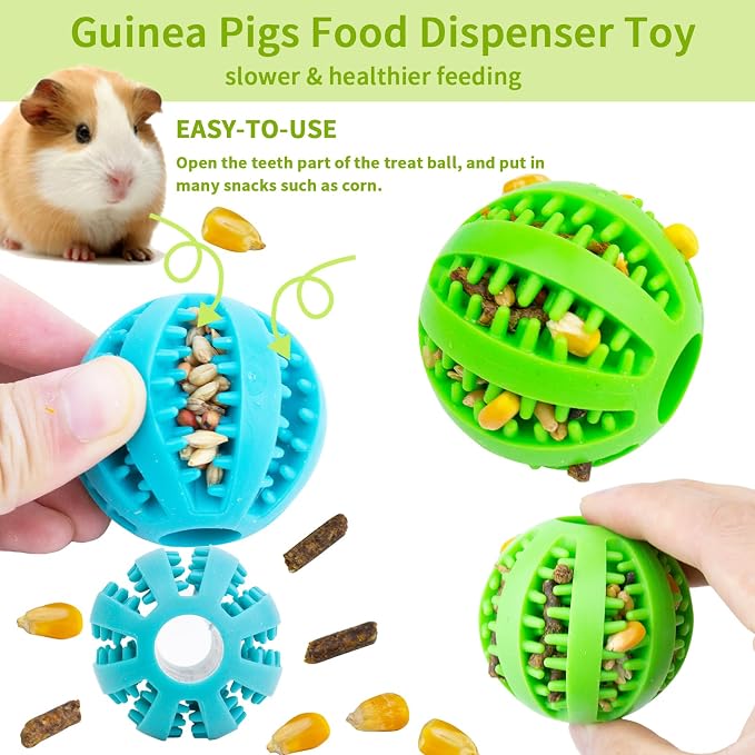 FlidRunest Hamster Foraging Ball Toy Puzzle, 2 PCS Hamster Treat Ball for Teething, Small Animals Slow Feeder, Food Hide Treat Dispensing Snuffle Game Interactive Toy for Guinea Pig, Rat