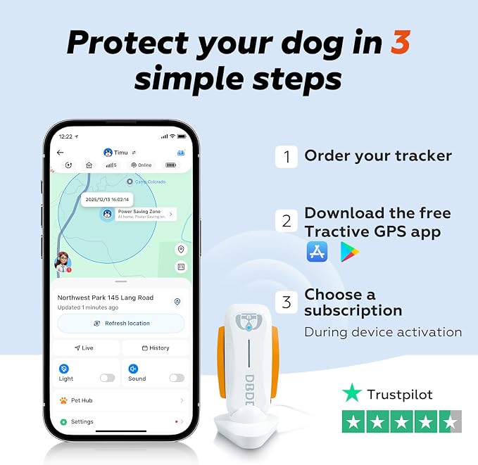 DBDD Smart GPS Tracker for Dogs - Real-Time Location & AI Health Assistant, Waterproof Electronic Fence Collar for Escape