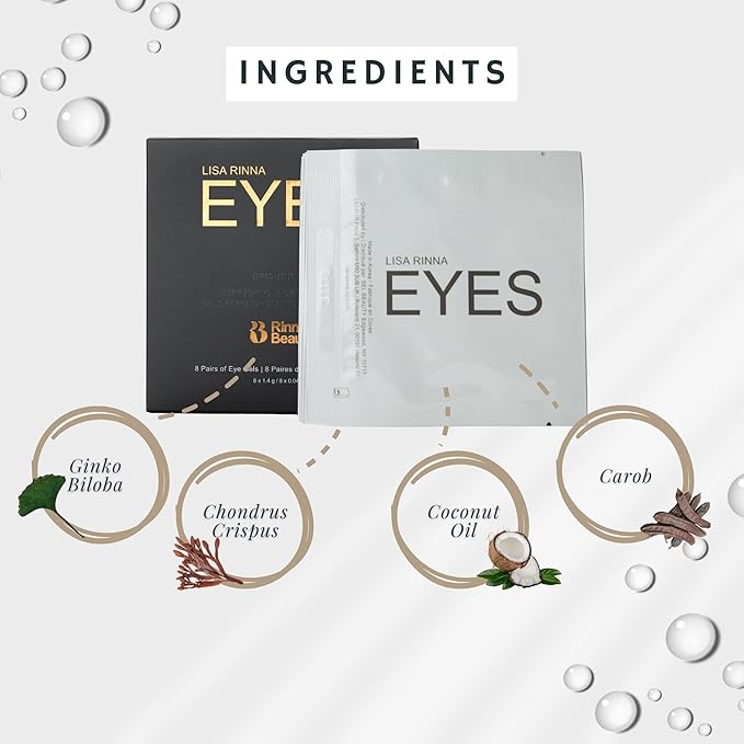 Rinna Beauty Bright Eyes Cooling Under Eye Gel Patches - Reduces Puffy Eyes and Dark Circles, For Men & Women - Vegan, Cruelty-Free, Paraben-Free, Sulfate-Free & Phthalate-Free - 8 pairs - 1 count