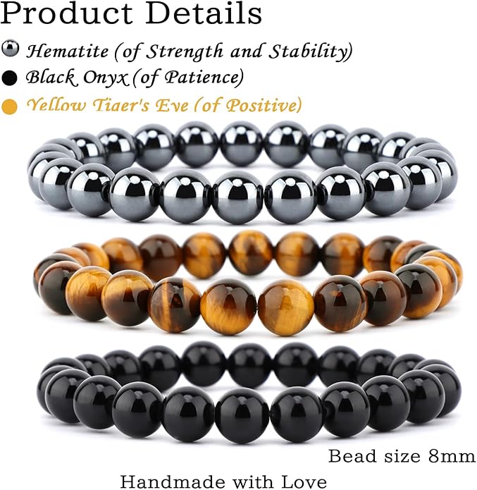 NCB 2.3-Piece 4mm Natural Crystal Gemstone Stretch Bracelets – Handmade Reiki Energy Healing Jewelry for Meditation,Yoga, Unisex