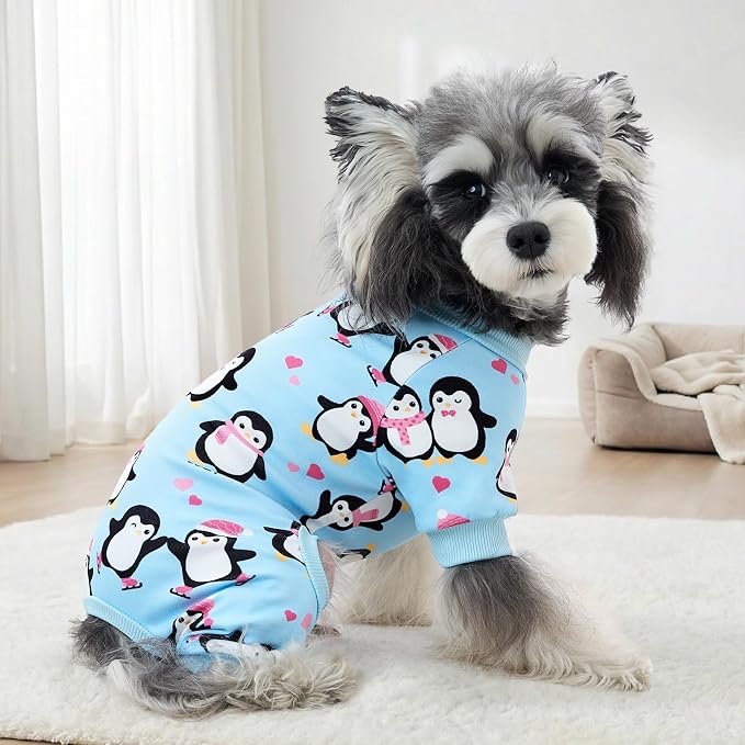 XPUDAC 4 Pack Dog Pajamas Cute Dog Clothes for Small Medium Dogs Boy Stretchy Soft Pjs Jammies Outfit Puppy Onesies for Winter, XL