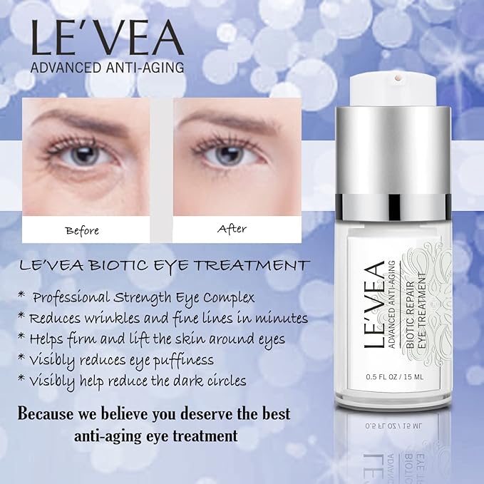 LE'VEA Anti-Aging Eye Cream for Instant eye Wrinkle Repair Eye Puffiness Dark Circles Reduce Professional Formula Eye Treatment Complex - 0.5 oz