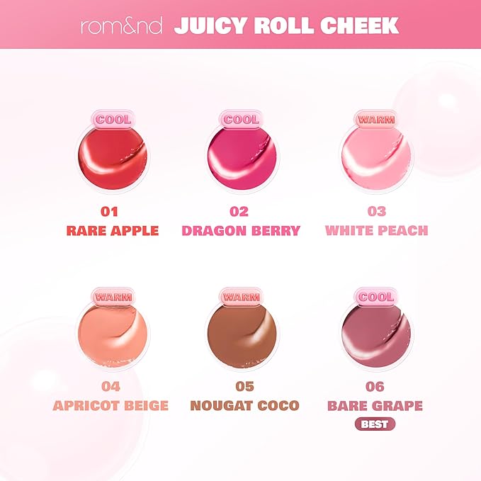 rom&nd JUICY ROLL CHEEK 04 Apricot Beige | K-Beauty Liquid Blush for Natural Dewy Glow | Long-Lasting, Non-Greasy Finish | Easy Roll-On Applicator