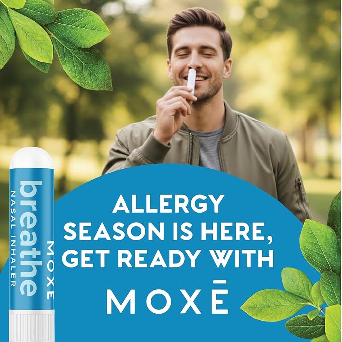 MOXE Breathe | Himalayan Salt Inhaler | Help Clear Congestion, Boost Focus and Improve Breathing | Natural Aromatherapy | Peppermint, Lavender and Tee Tree Essential Oil (3 Pack)