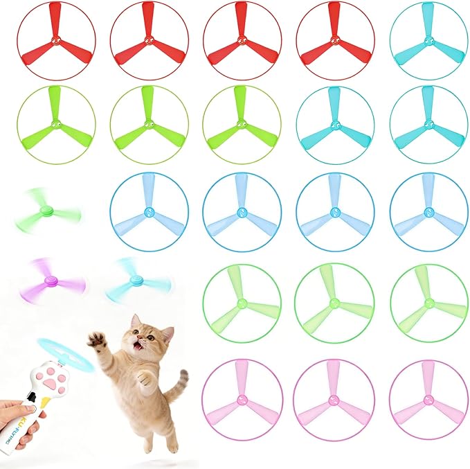 Cat Toy Disc,Interactive Cat Fetch Toy Flying Discs for Pet with 20 Discs | Cat Toys for Indoor Cats,Flying Cat Enrichment Toys for Adult Kittens Dog Playing,Hunting Tracking Chasing Toys for Outdoor