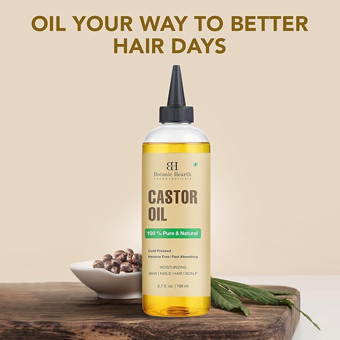 Botanic Hearth Hair Oil for Hair Growth & Hair Treatment Oils | Strengthening Dry, Frizzy, Damaged Hair & Scalp Treatment | Castor Hair Oil – 6.7 Fl Oz