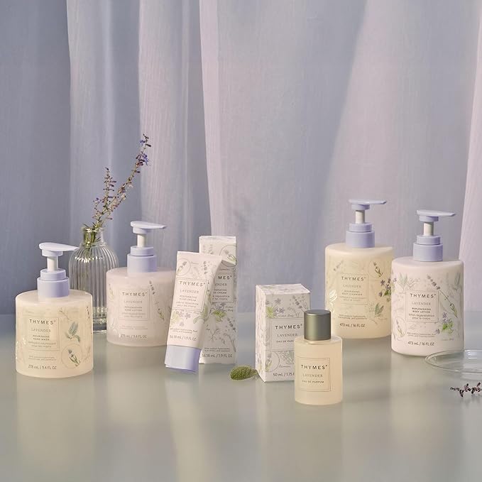 Thymes Large Replenishing Body Lotion - Moisturizing Body Lotion for Dry Skin - Scented with Notes of Velvety Lavender, Warm Rosewood, Fresh Clary Sage, & Earthy Violet (Lavender, 16 fl oz)
